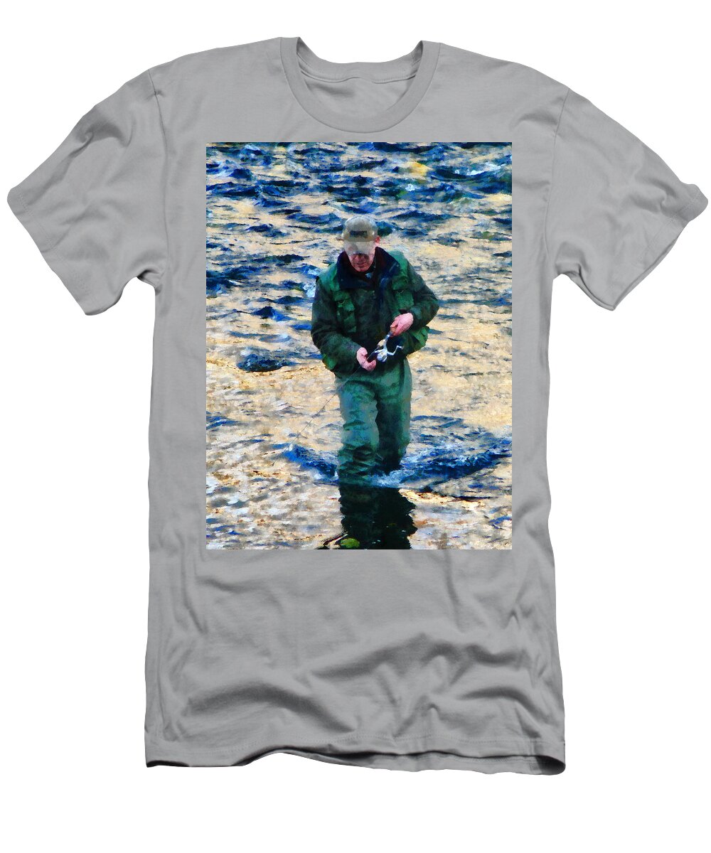 Nature T-Shirt featuring the photograph Man Fishing by Susan Savad
