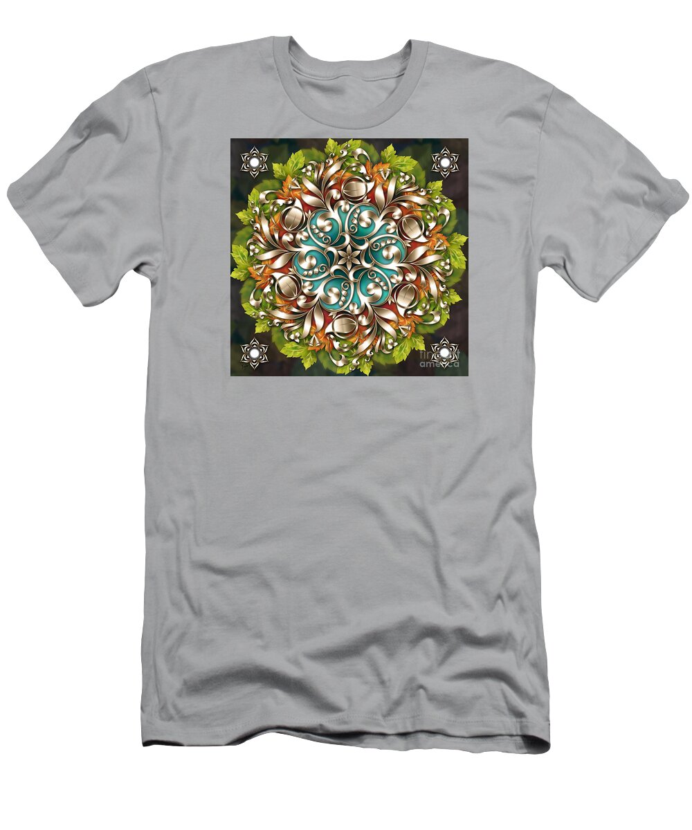 Texture T-Shirt featuring the digital art Mandala Metallic Ornament by Peter Awax