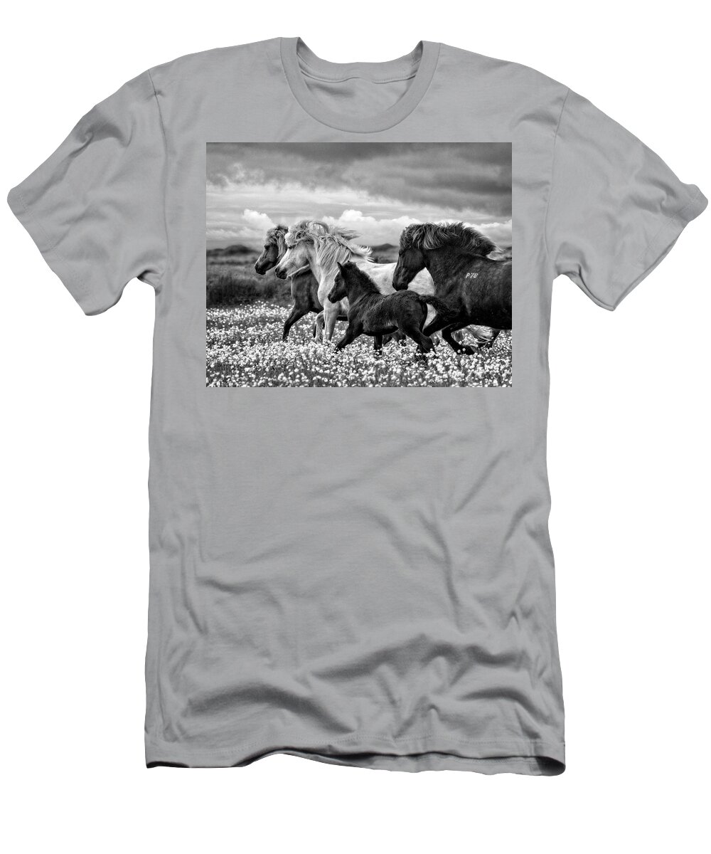 Flatlandsfoto T-Shirt featuring the photograph March of the Mares by Joan Davis
