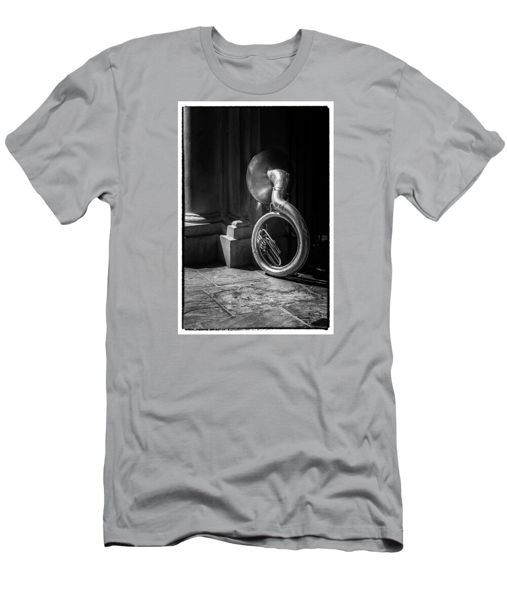 Ash Wednesday T-Shirt featuring the photograph Mardi Gras Tuba at Jackson Square by Thomas Lavoie