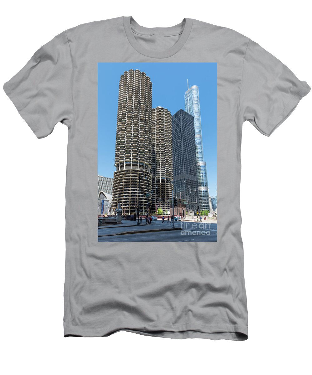 Chicago T-Shirt featuring the photograph Marina City, AMA Plaza, and Trump Tower by David Levin