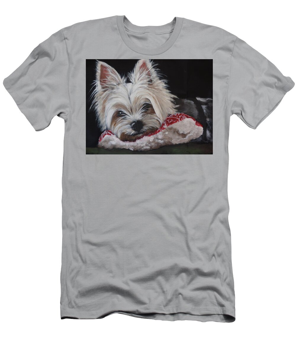 Little Dog T-Shirt featuring the painting Marley by Carol Russell