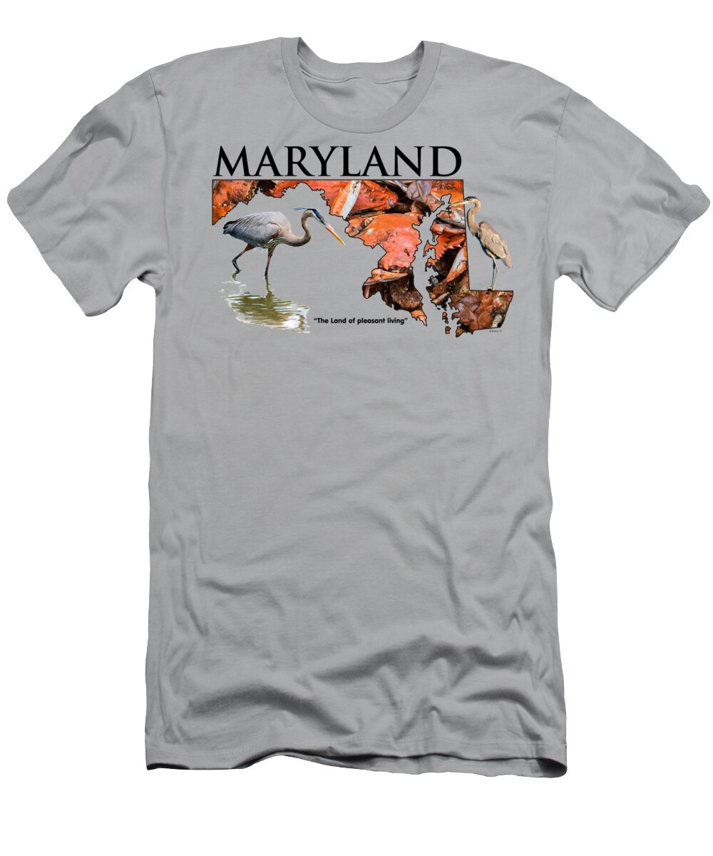 2d T-Shirt featuring the digital art Maryland - The Land Of Pleasant Living by Brian Wallace