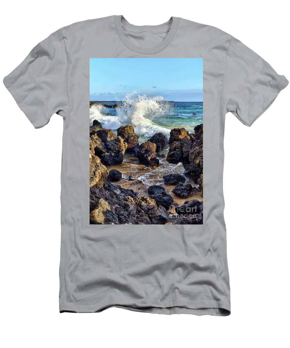 Maui T-Shirt featuring the photograph Maui Wave Crash by Eddie Yerkish