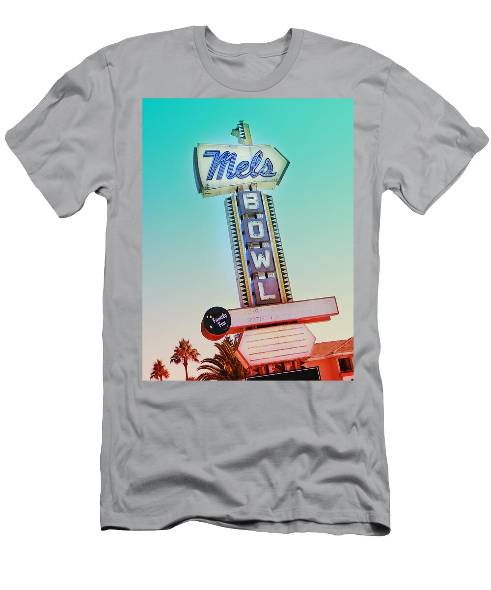 Vintage T-Shirt featuring the photograph Mels Bowl Retro Sign by Kathleen Grace