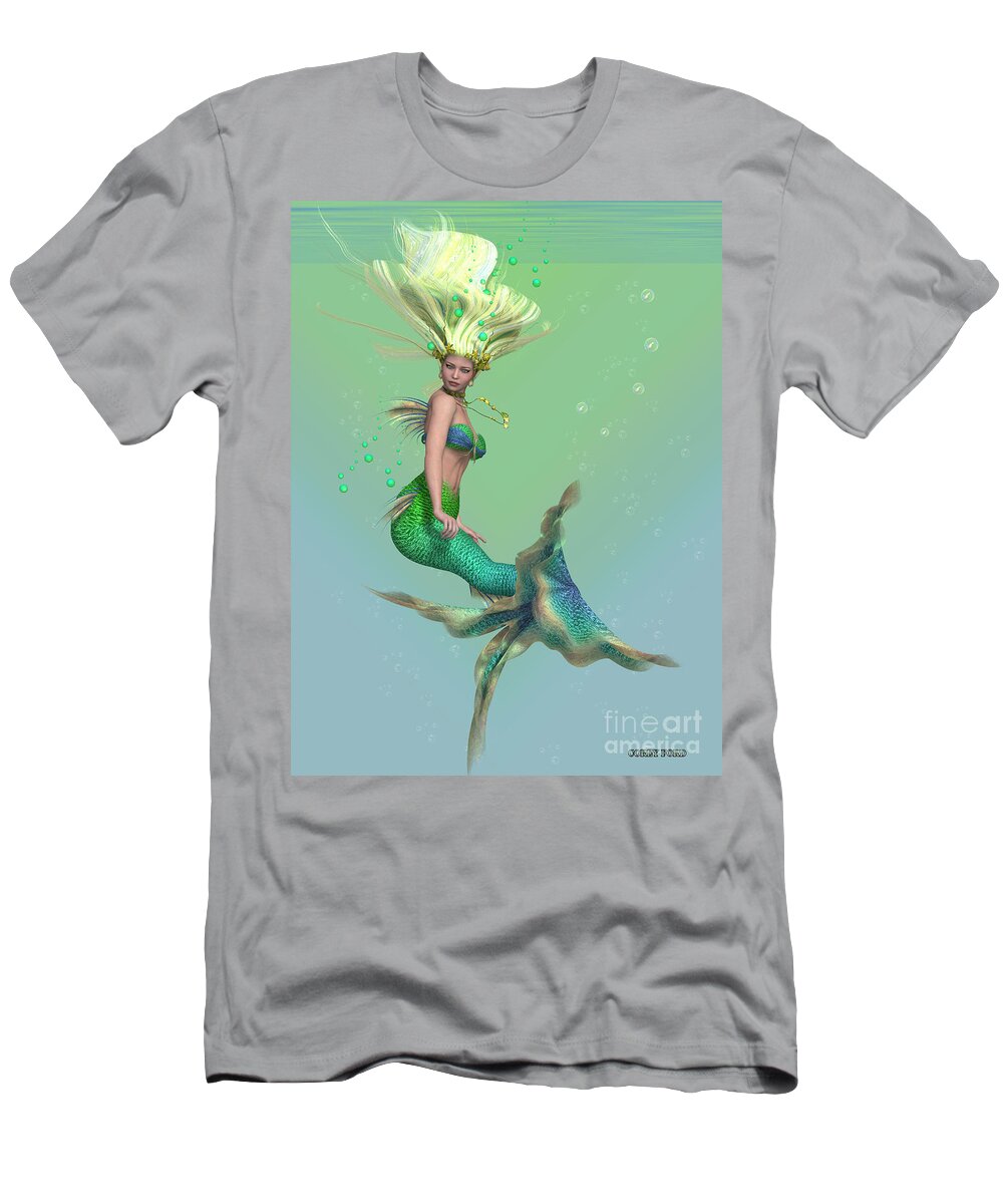 Mermaid T-Shirt featuring the painting Mermaid in Green by Corey Ford