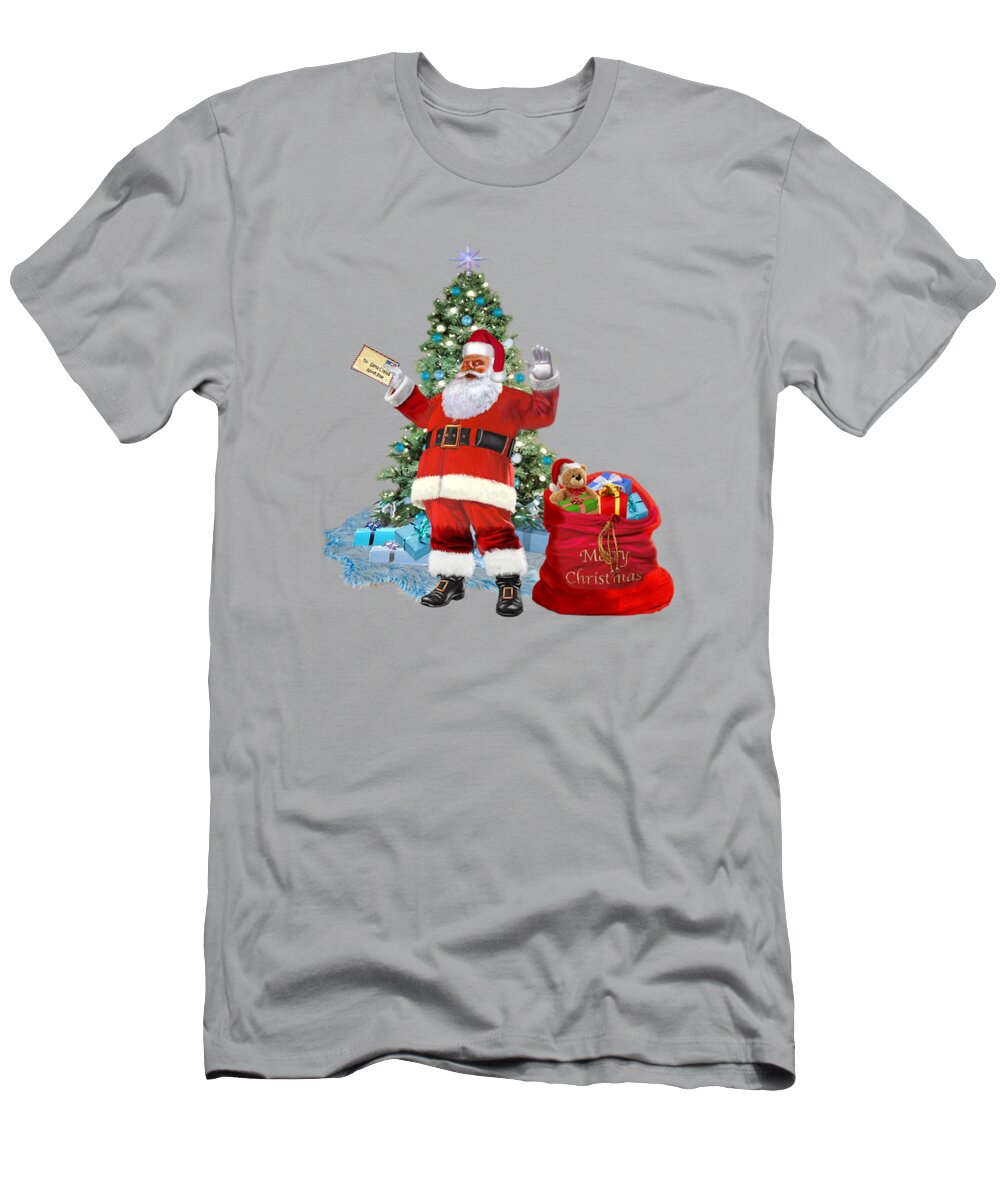 Santa T-Shirt featuring the digital art Merry Christmas From Santa by Glenn Holbrook