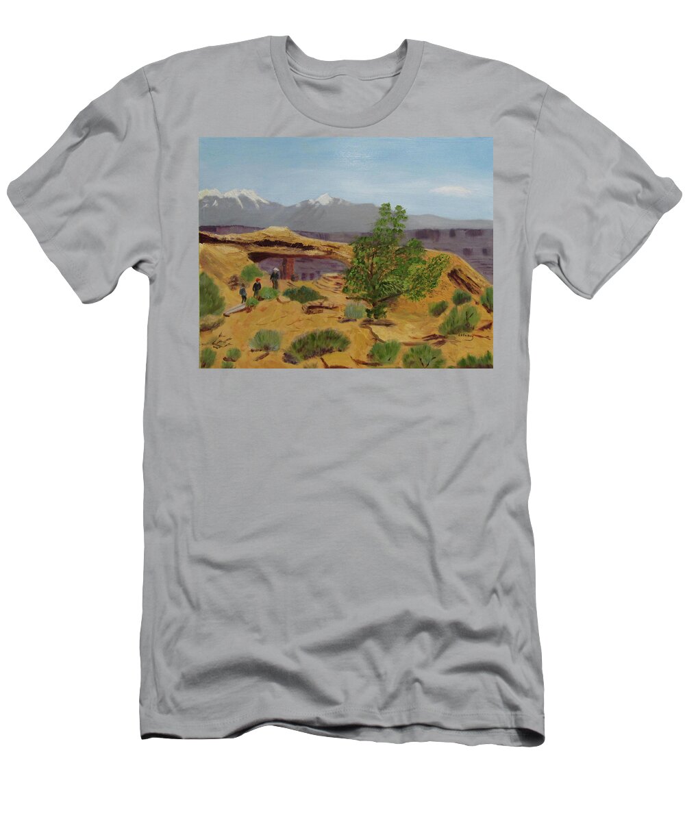 Mesa Arch T-Shirt featuring the painting Mesa Arch by Linda Feinberg
