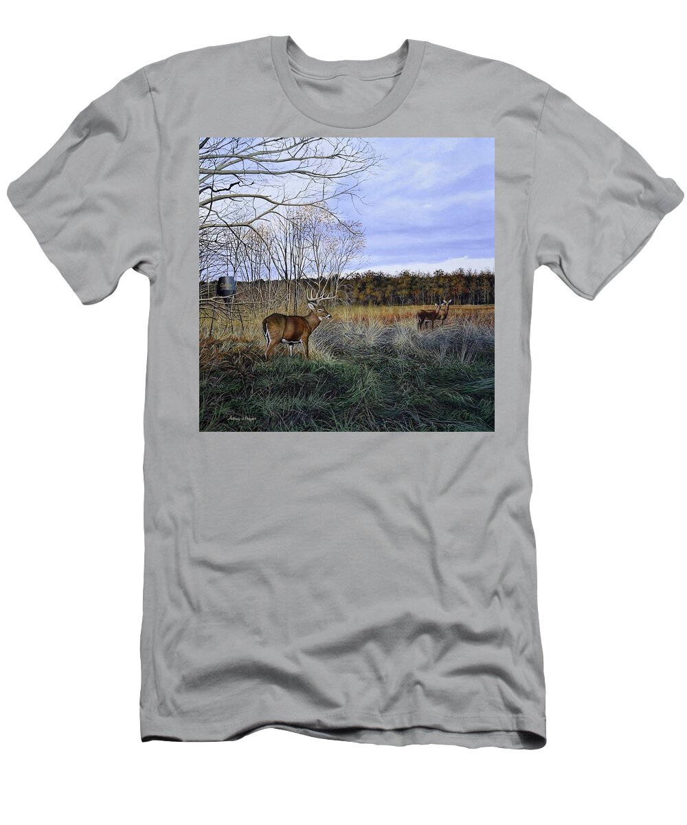 Cabelas T-Shirt featuring the painting Take Out - Deer by Anthony J Padgett