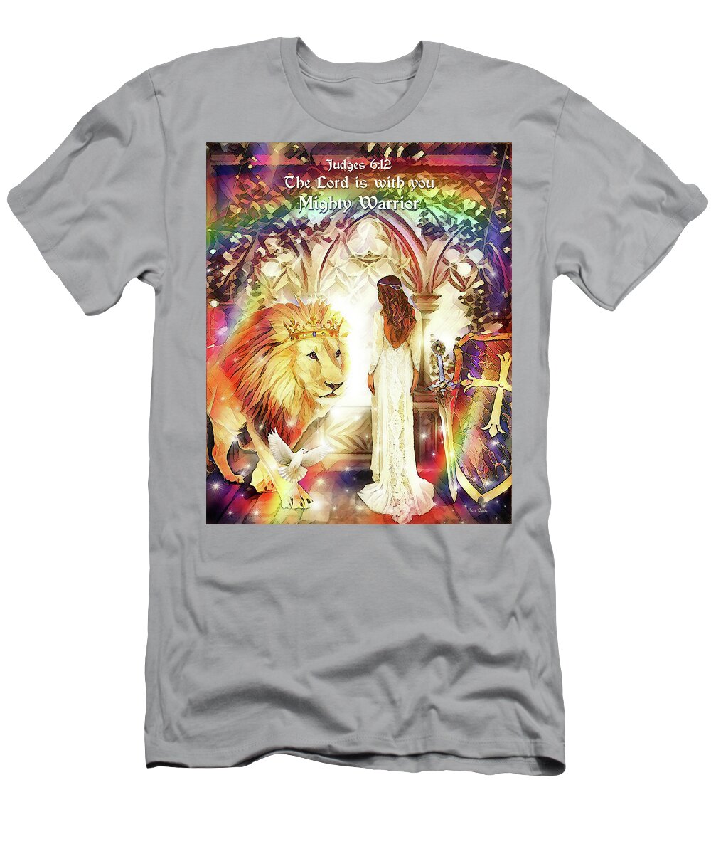Jennifer Page T-Shirt featuring the digital art Mighty Warrior by Jennifer Page