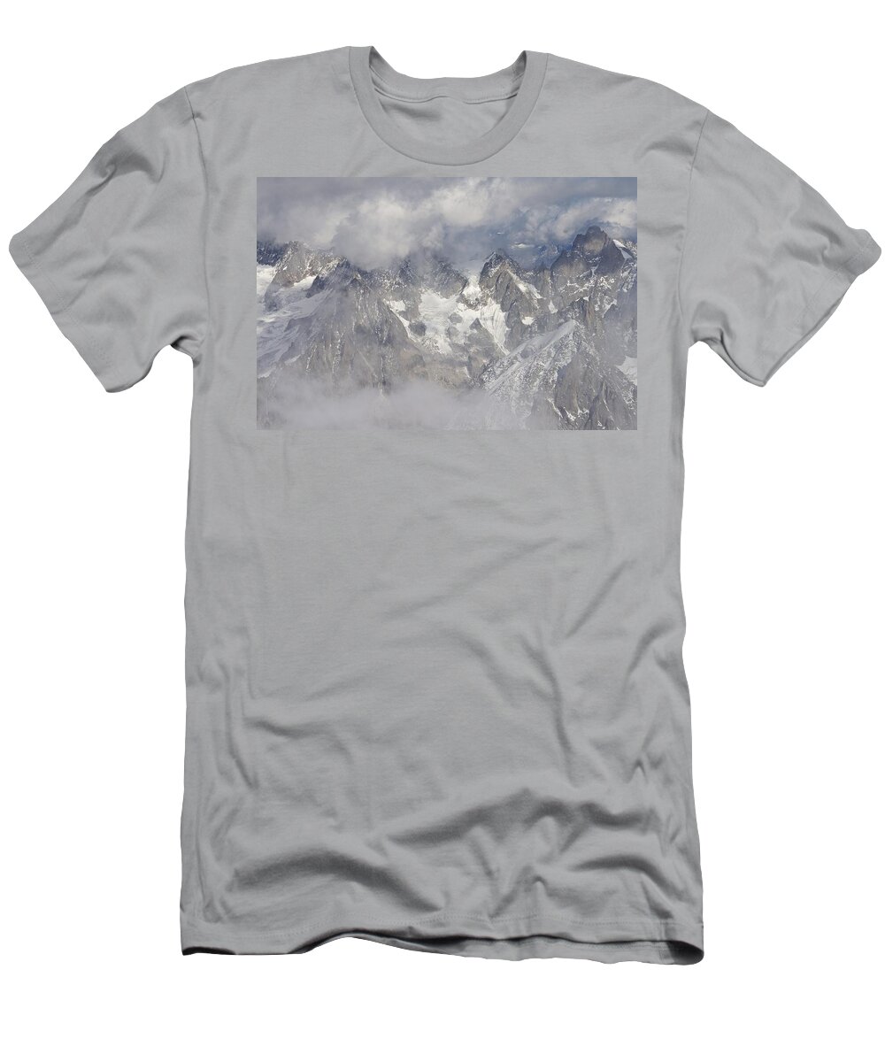 Aiguille Du Midi T-Shirt featuring the photograph Mist and Clouds at Auiguille Du Midi by Stephen Taylor