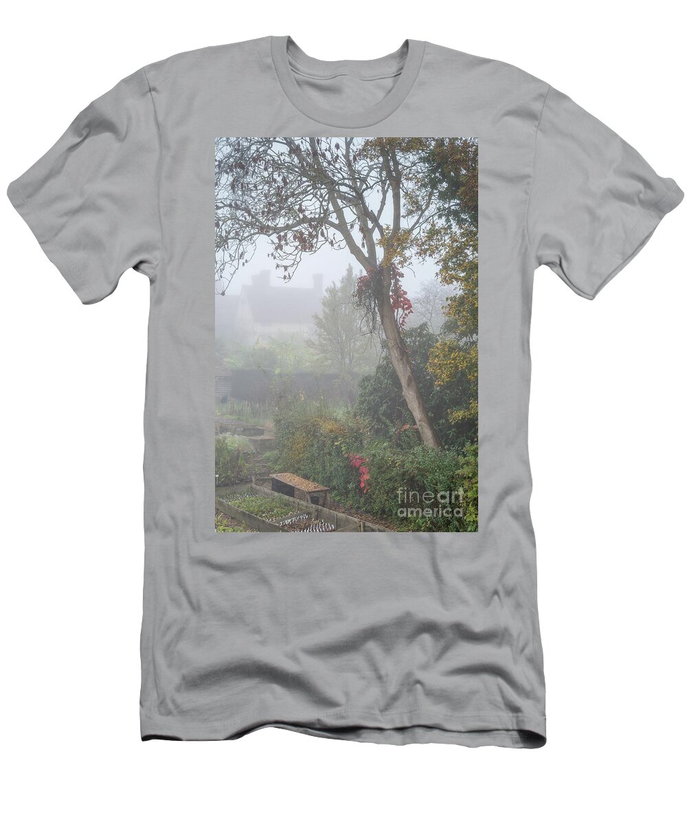 Plants T-Shirt featuring the photograph Misty Garden, Great Dixter 2 by Perry Rodriguez