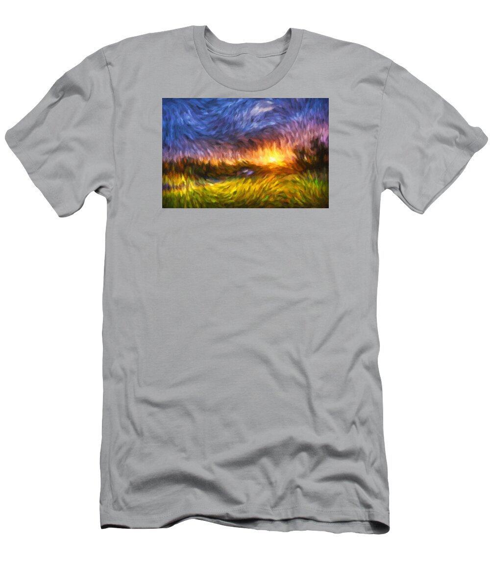 Modern Landscape Van Gogh Style T-Shirt featuring the painting Modern Landscape Van Gogh Style by Georgiana Romanovna