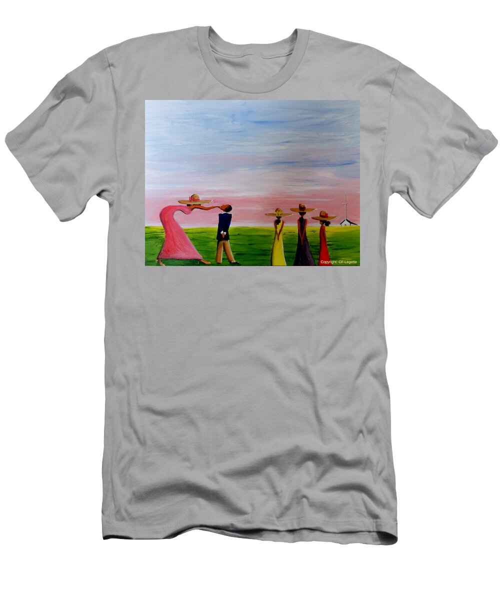 Straw Hat T-Shirt featuring the painting Momma's Sweet Boy by C F Legette