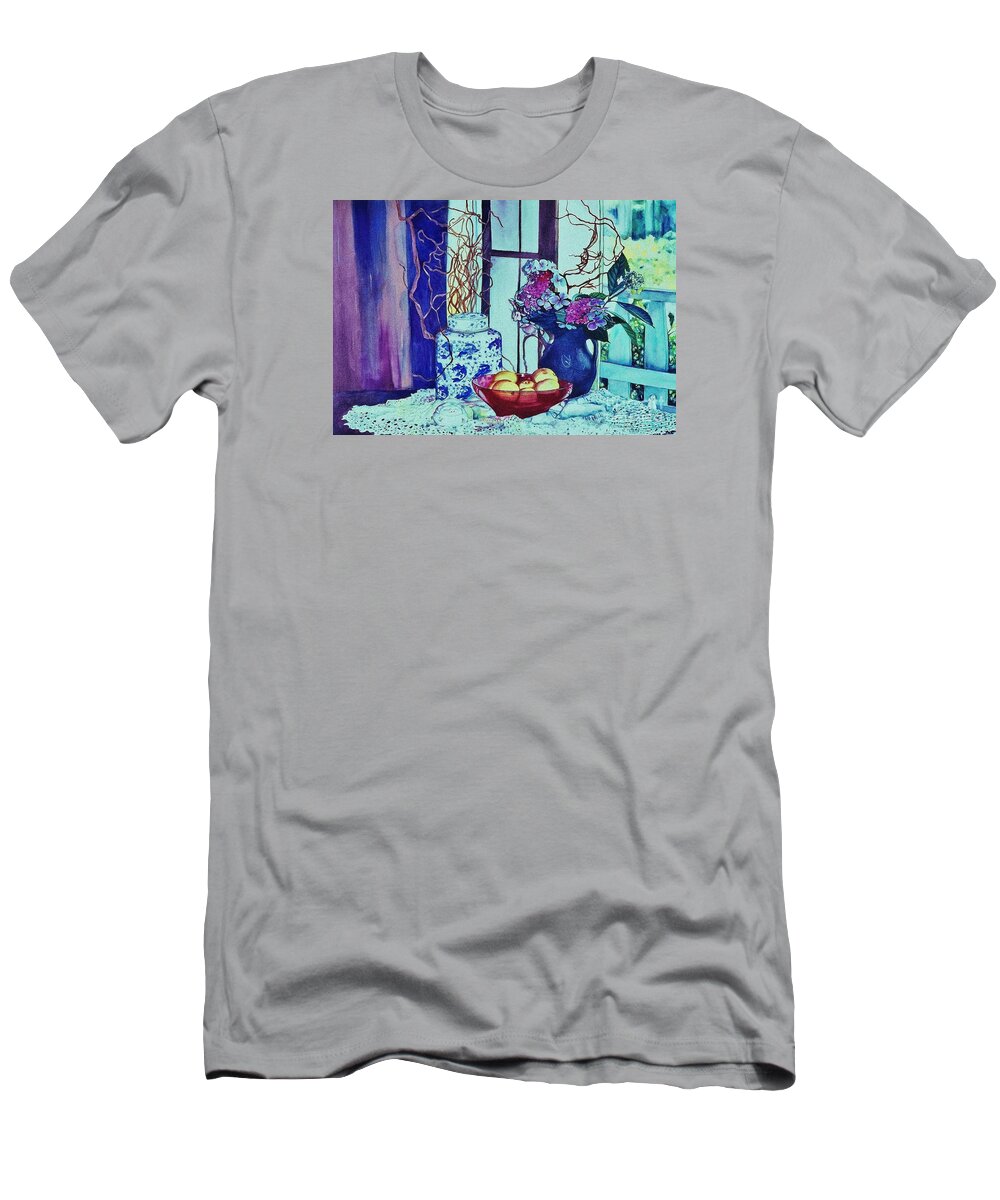 Cynthia Pride Watercolor Paintings T-Shirt featuring the painting Moody Blues by Cynthia Pride