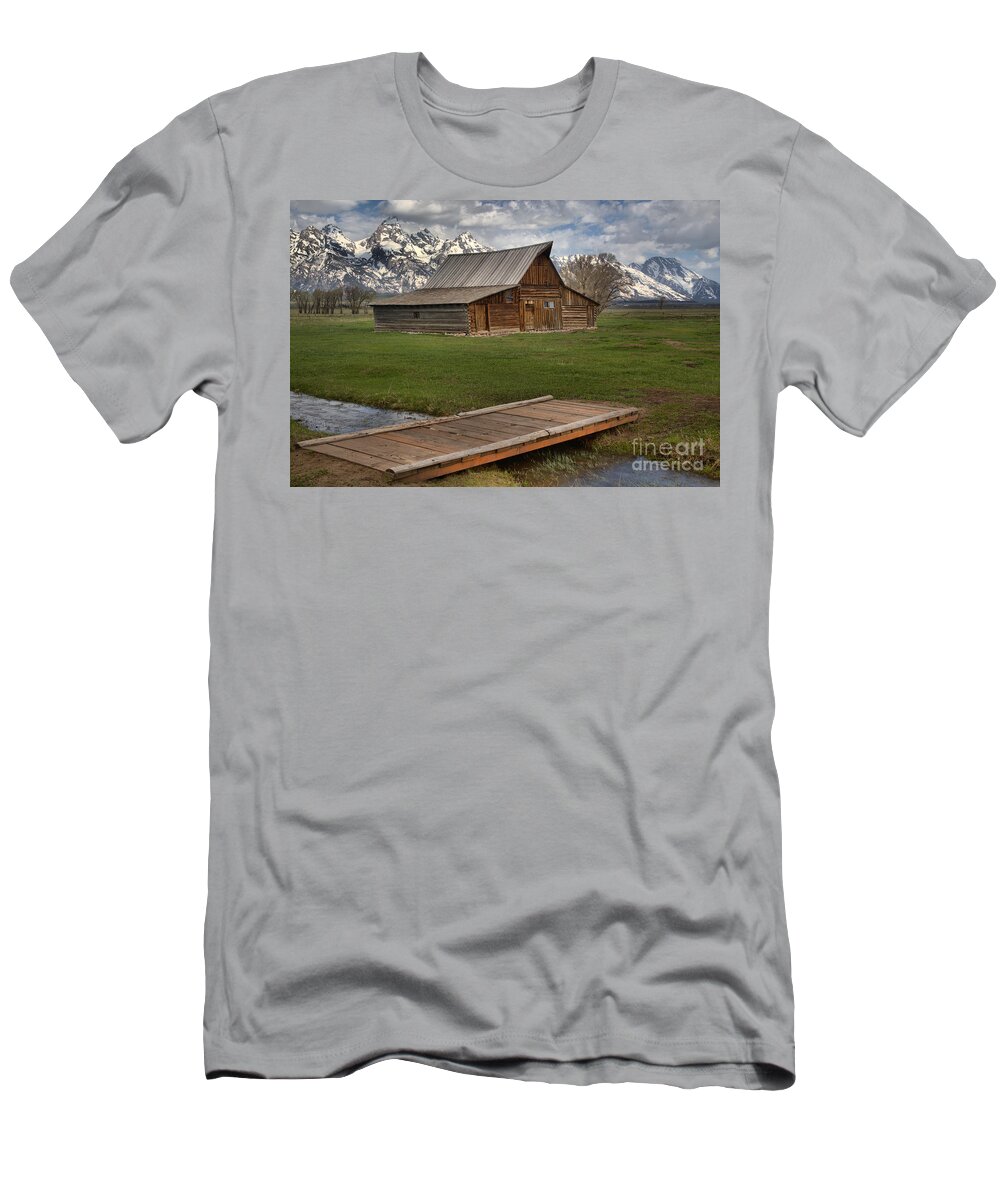 Moulton Barn T-Shirt featuring the photograph Mormon Row Water Crossing by Adam Jewell