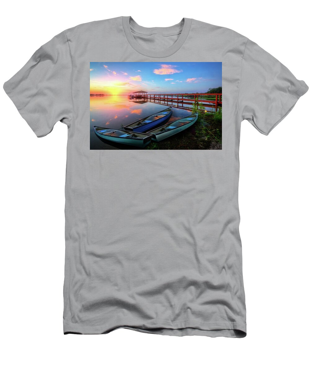Boats T-Shirt featuring the photograph Morning After the Rain by Debra and Dave Vanderlaan