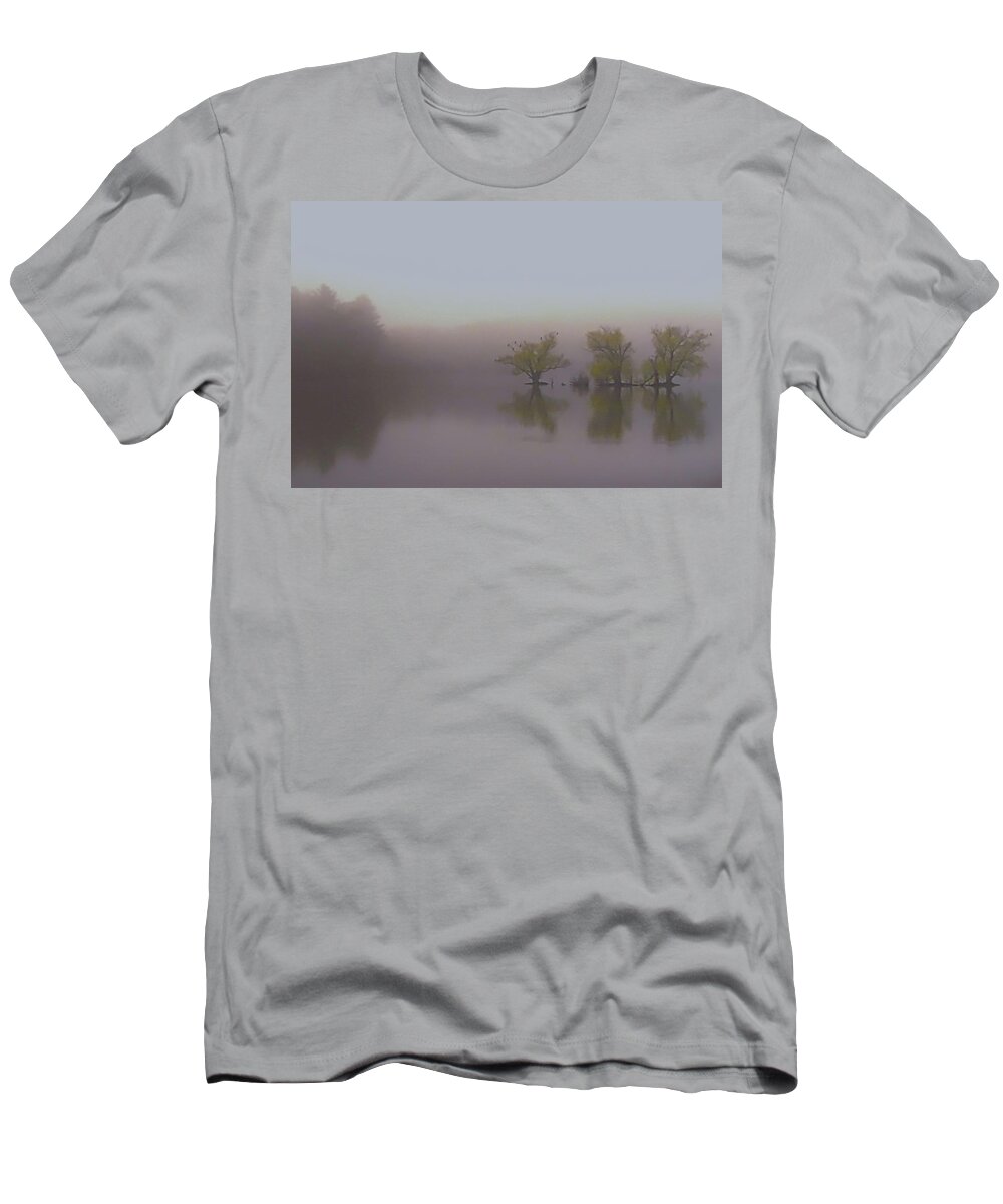 Horn Pond T-Shirt featuring the photograph Morning Fog by Jeff Heimlich