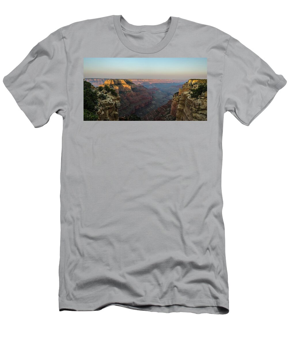 Grand Canyon T-Shirt featuring the photograph Morning lights Wotans Throne by Gaelyn Olmsted