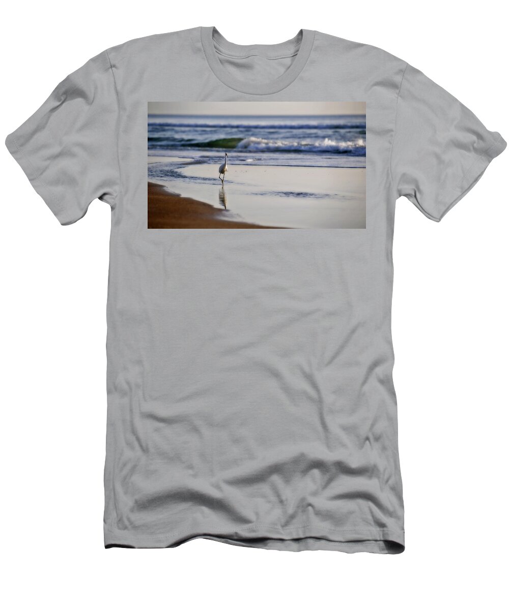 Bird T-Shirt featuring the photograph Morning Walk At Ormond Beach by Steven Sparks