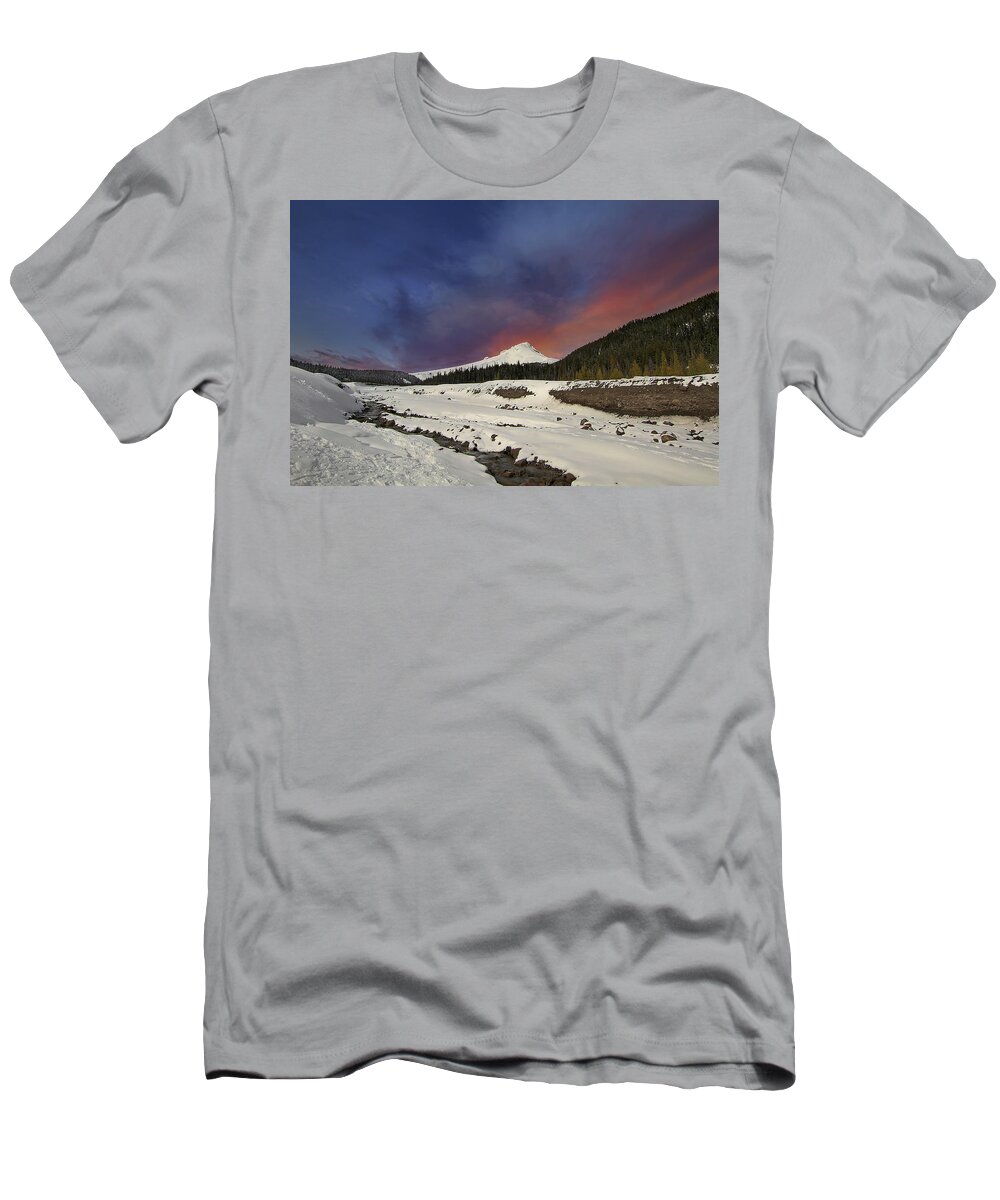 Mount Hood T-Shirt featuring the photograph Mount Hood Winter Wonderland by David Gn