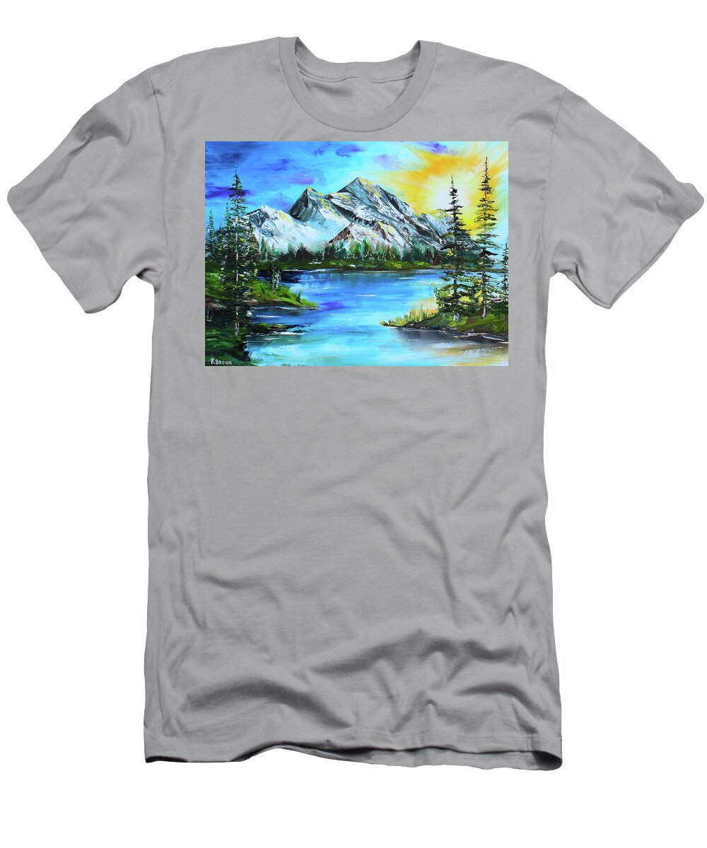  Landscape Paintings T-Shirt featuring the painting Mountain Sun by Kevin Brown