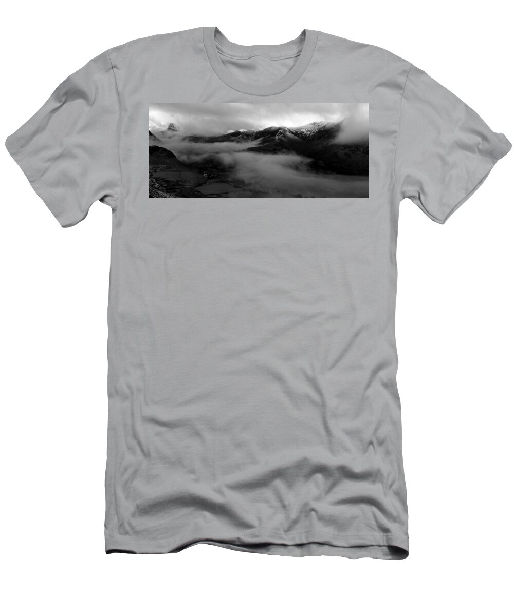 Nature T-Shirt featuring the photograph Mountains in the cloud black and white by Lukasz Ryszka