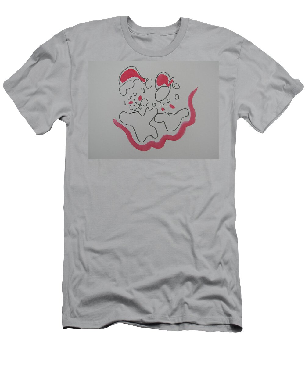 Christmas T-Shirt featuring the drawing Mr and Mrs Claus by Marwan George Khoury