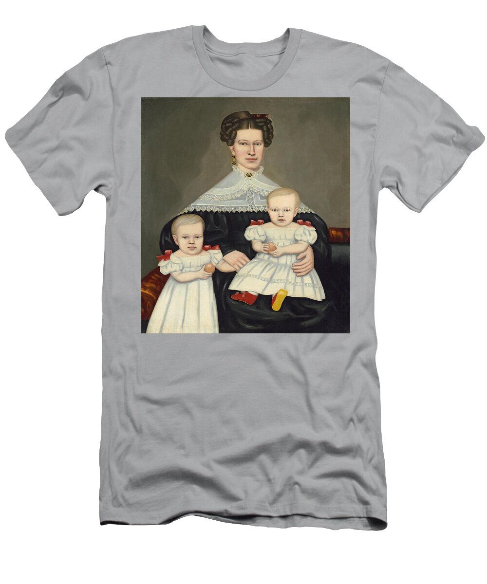 Art T-Shirt featuring the painting Mrs Paul Smith Palmer and Her Twins by Erastus Salisbury Field