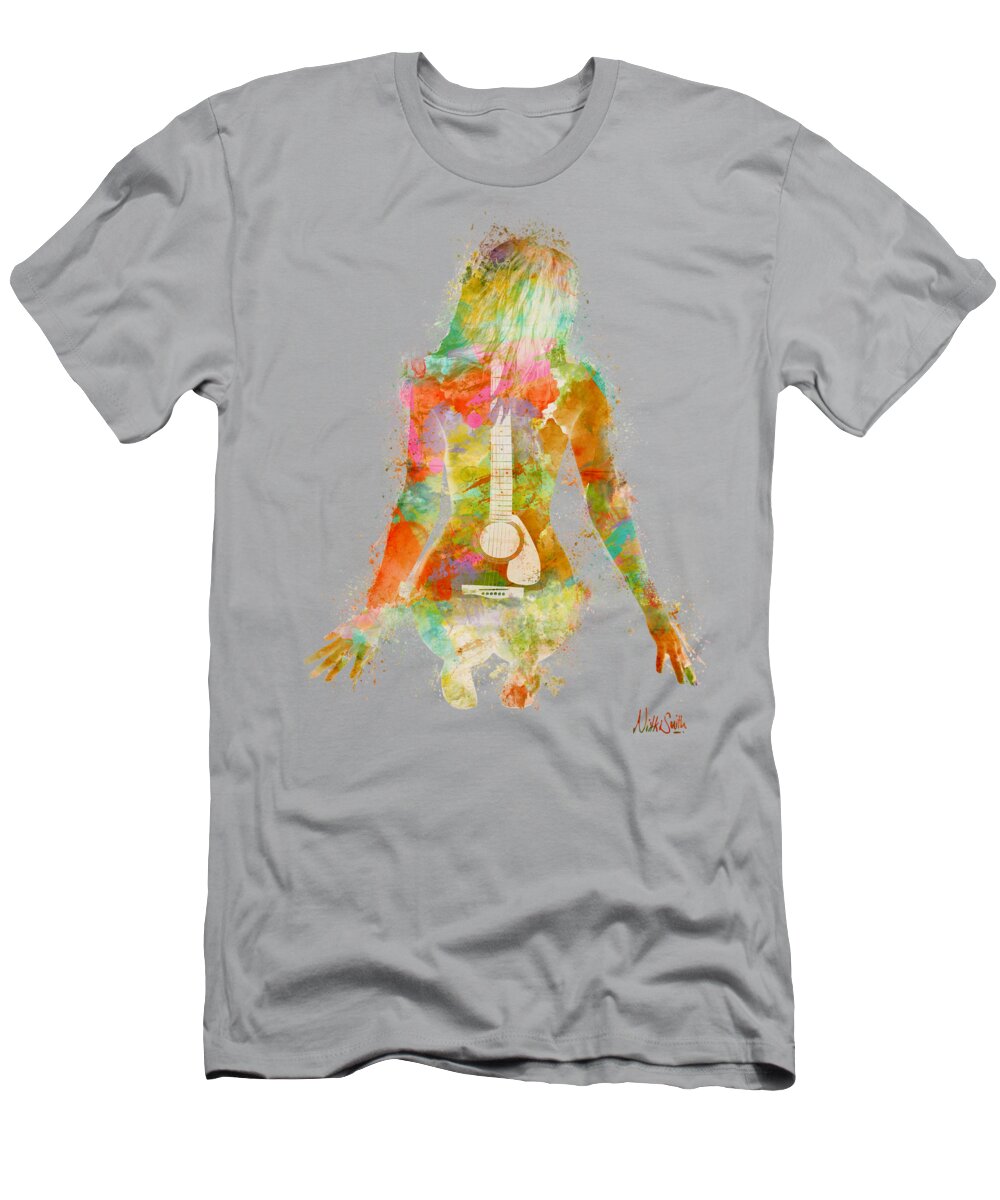 Guitar T-Shirt featuring the digital art Music Was My First Love by Nikki Marie Smith