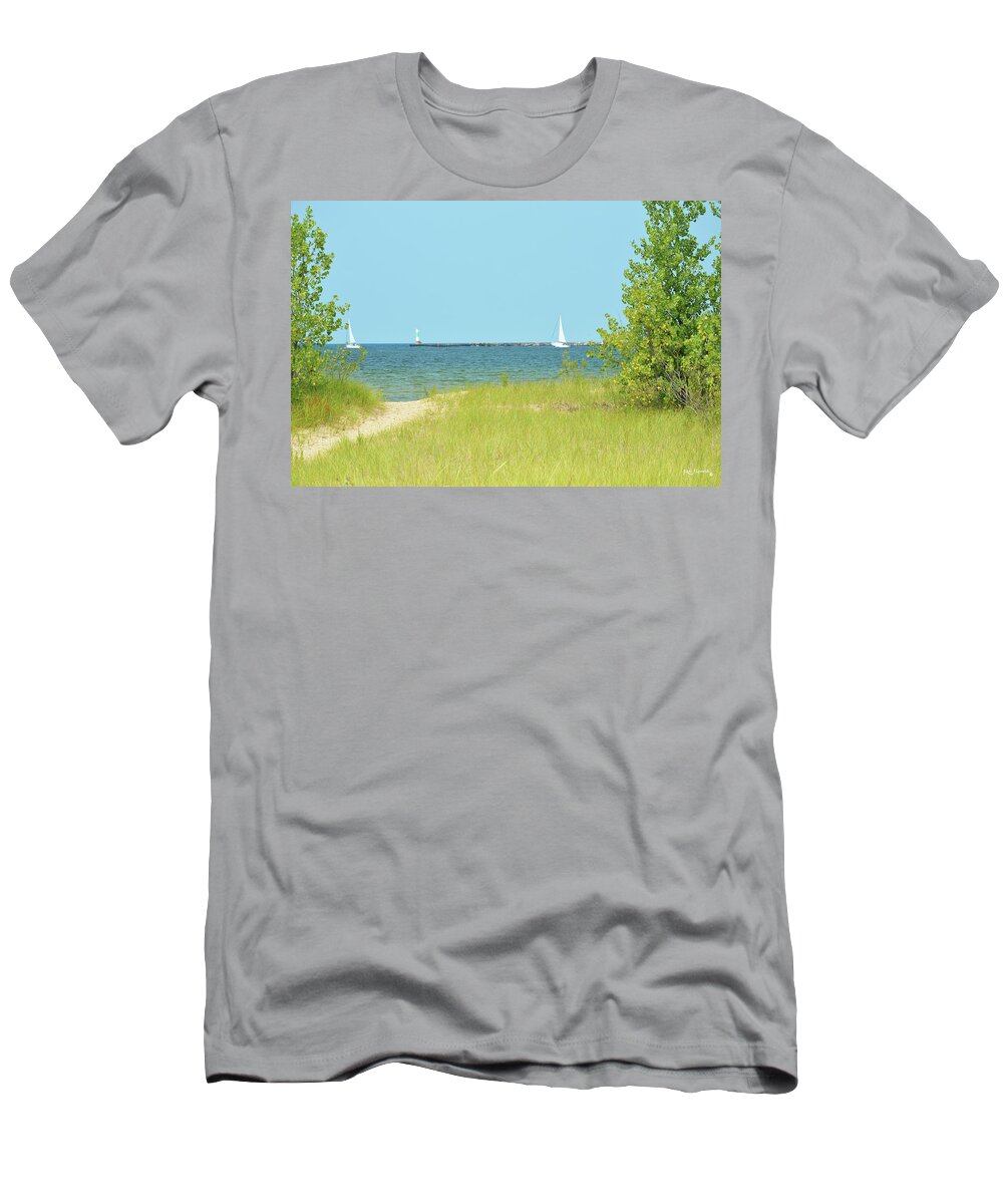 Michigan T-Shirt featuring the photograph Muskegon Bay Lighthouse in Michigan by Ken Figurski