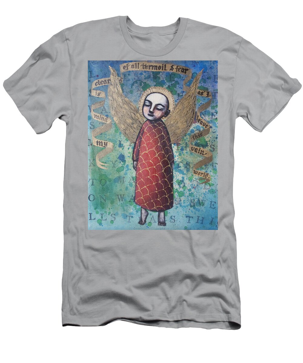Angel T-Shirt featuring the painting My Mind Is Cleared of All Turmoil and Fear by Pauline Lim