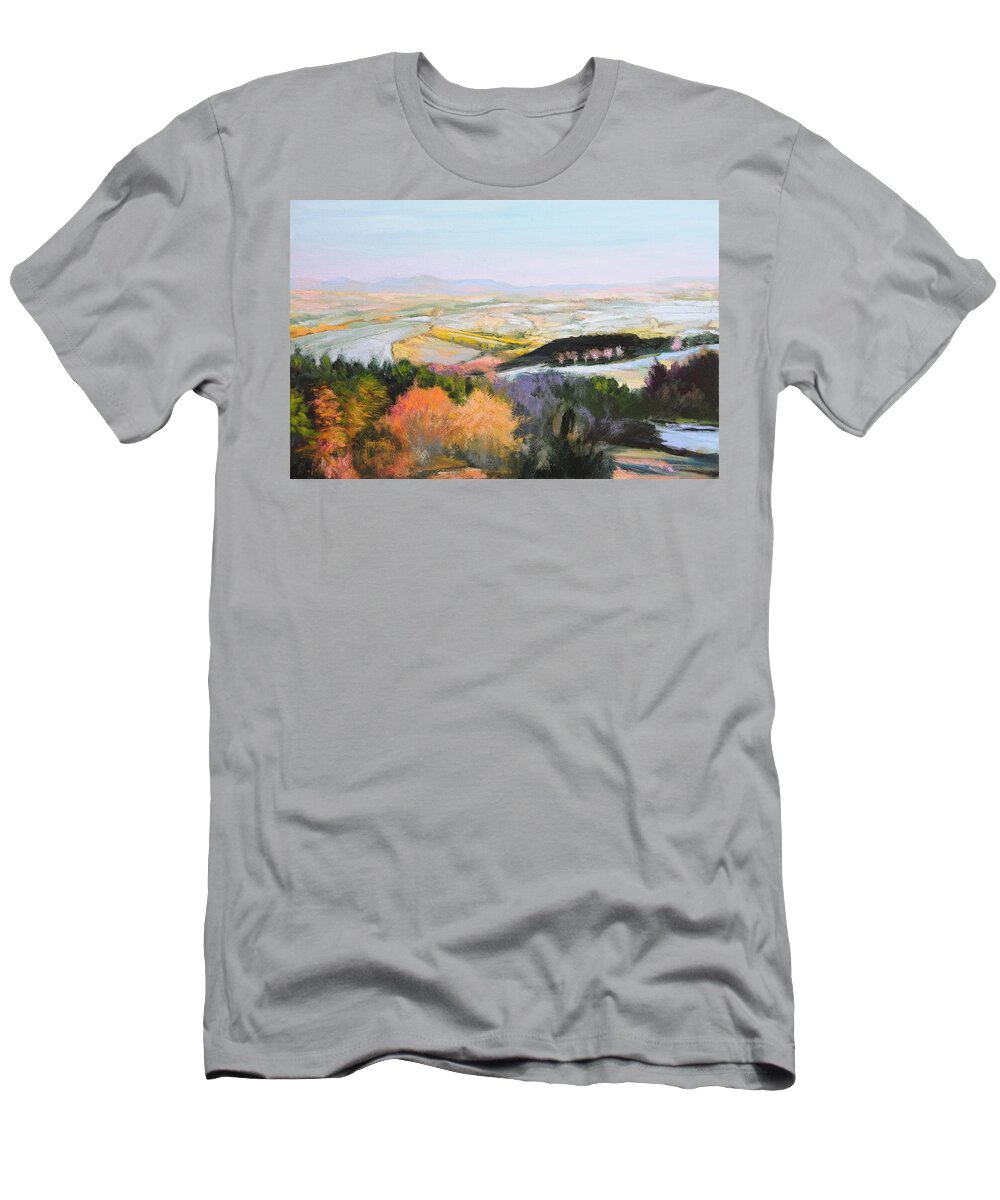 Wales T-Shirt featuring the painting Near Clawddnewydd in North Wales. by Harry Robertson