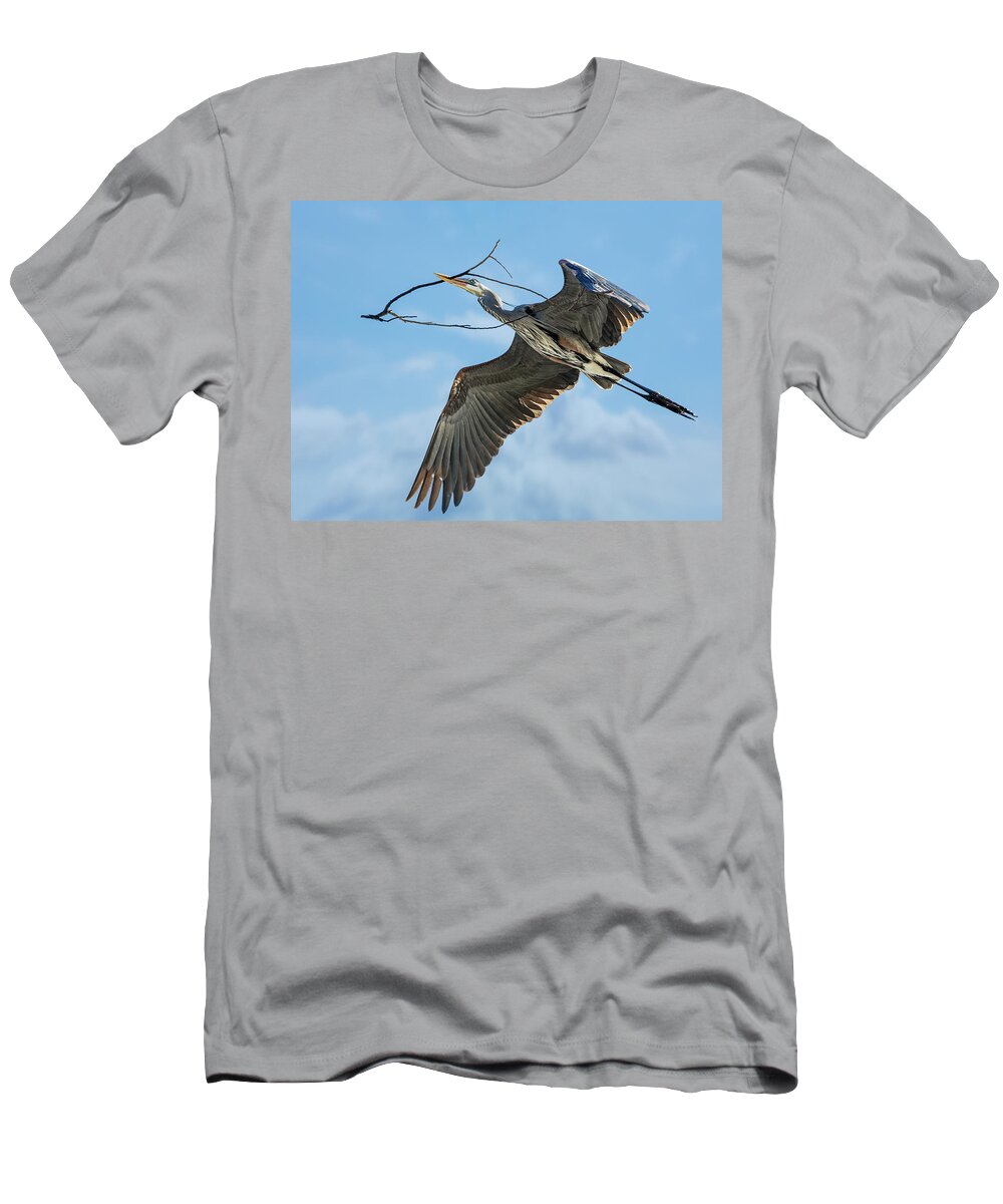 Birds T-Shirt featuring the photograph Nest Builder by Bruce Bonnett
