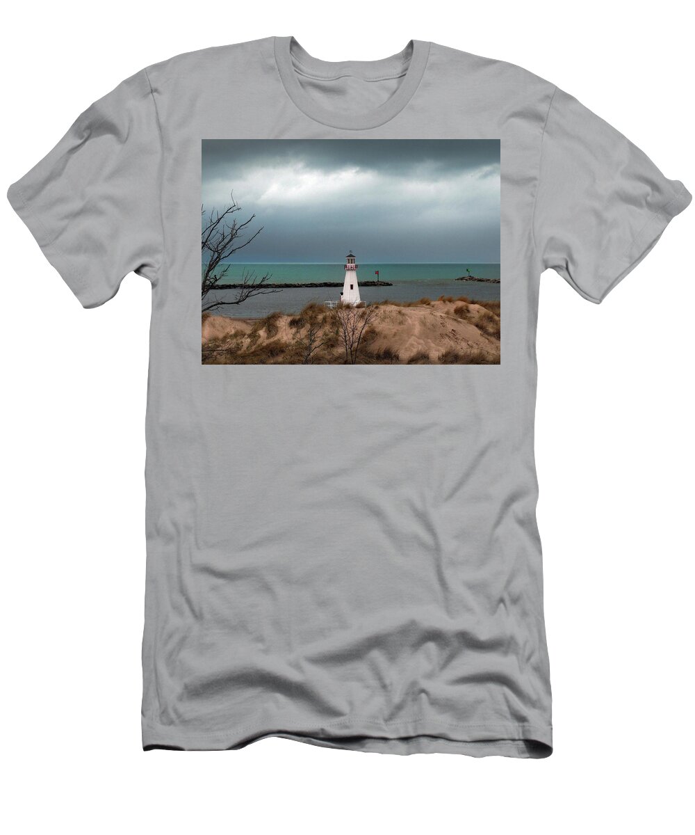 Storm T-Shirt featuring the photograph New Buffalo Lighthouse by David T Wilkinson