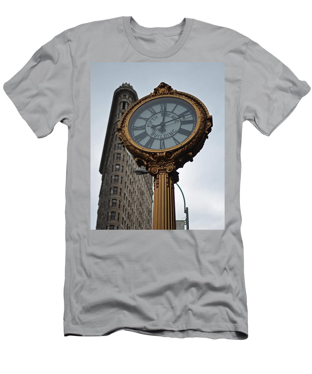 New T-Shirt featuring the photograph New York City Fifth Avenue Clock Color by Toby McGuire