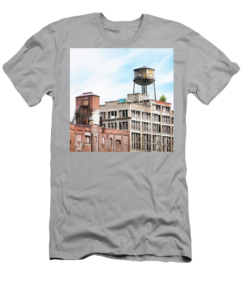Brooklyn T-Shirt featuring the photograph New York Water Towers 18 - Greenpoint Water Tower by Gary Heller