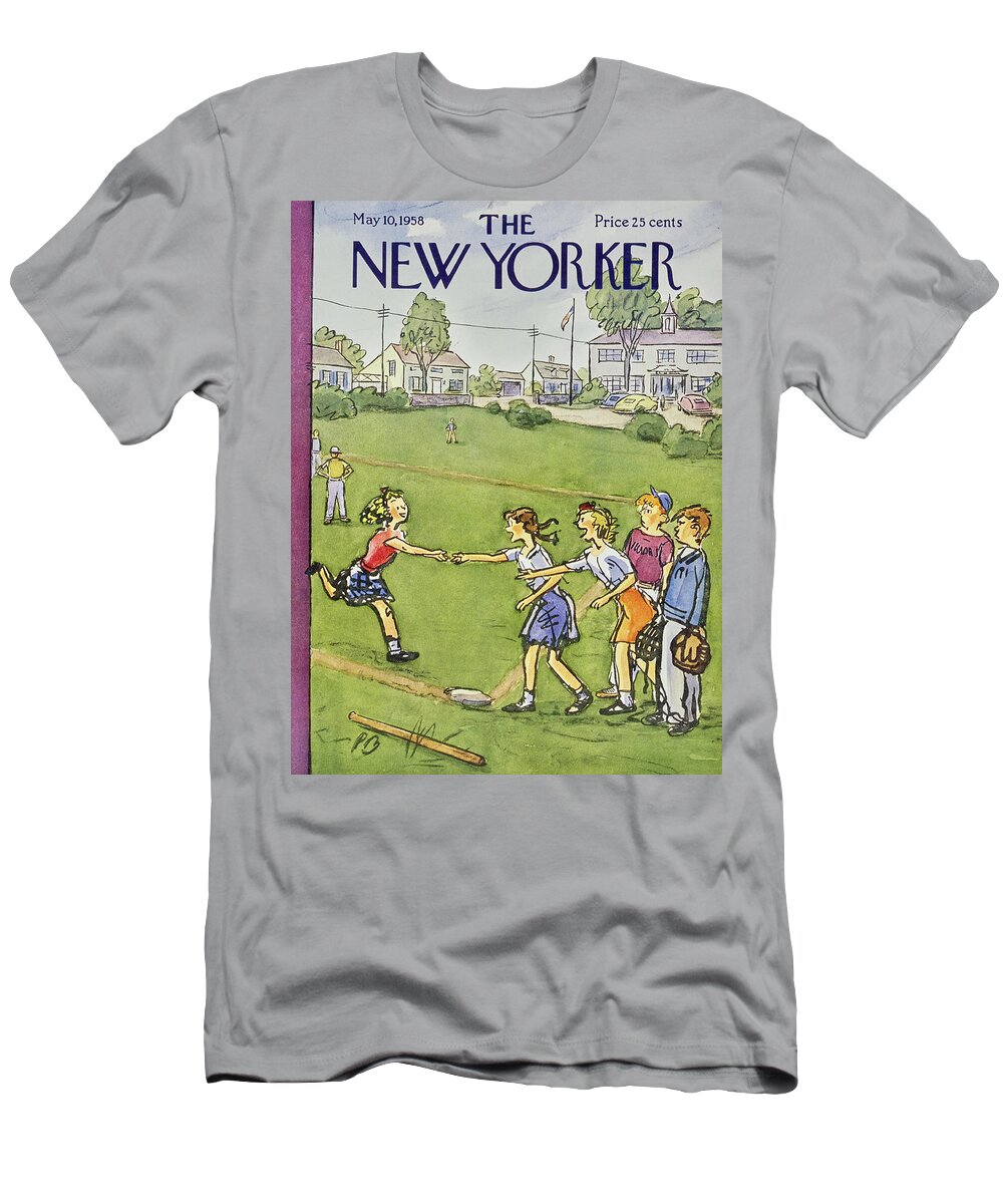 Girls T-Shirt featuring the painting New Yorker May 10 1958 by Perry Barlow