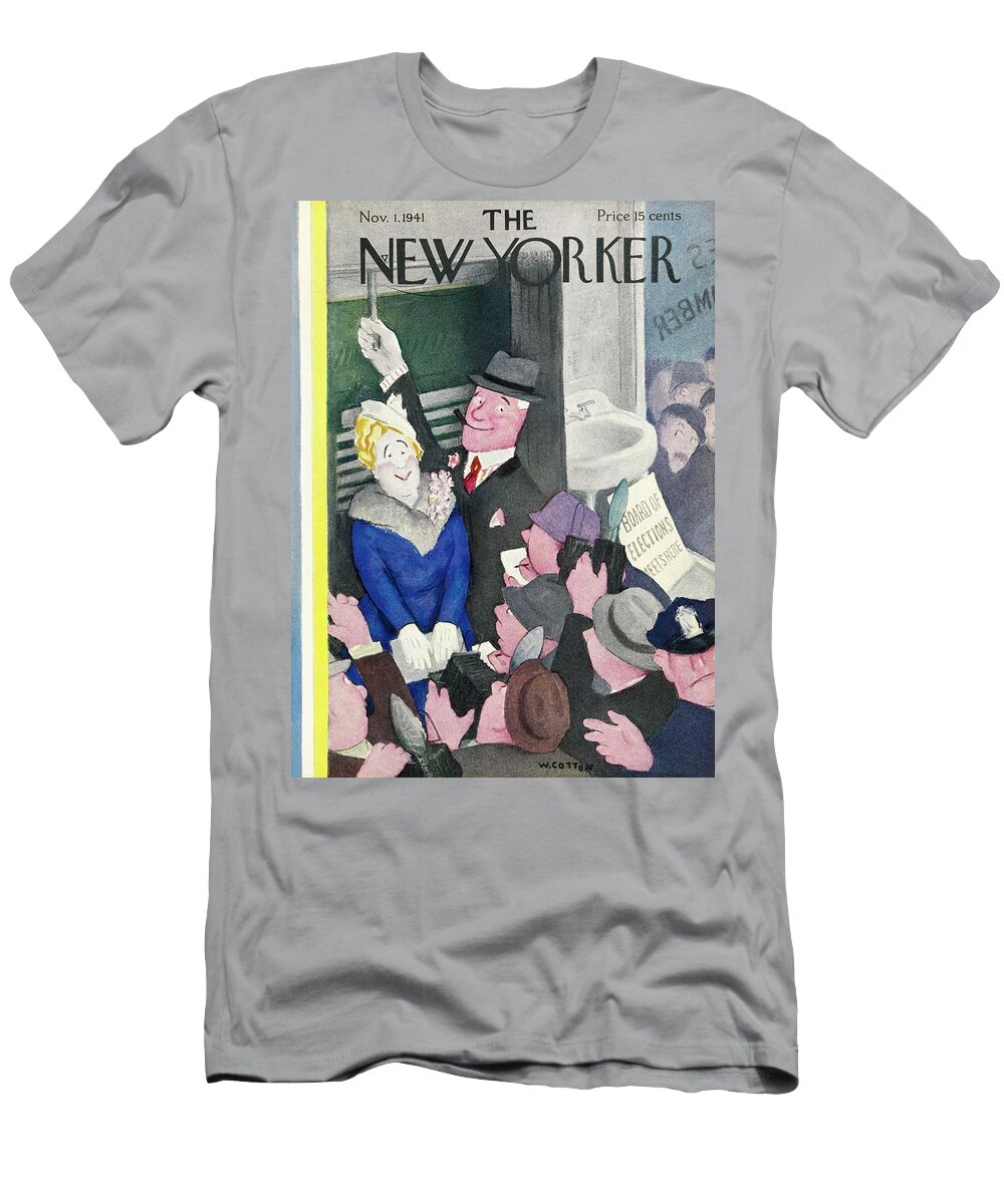 Election Day T-Shirt featuring the painting New Yorker November 1 1941 by William Cotton