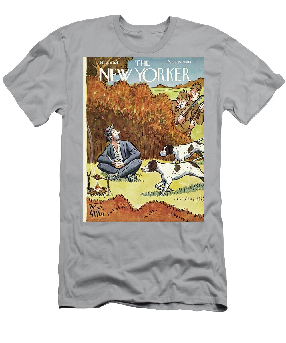 Hunters T-Shirt featuring the painting New Yorker November 8 1941 by Peter Arno