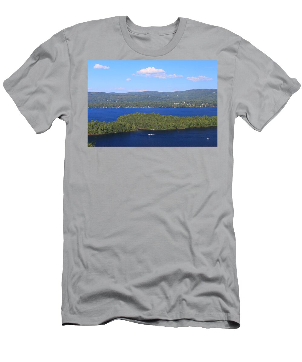 New Hampshire T-Shirt featuring the photograph Newfound Lake Summer View from Mount Sugarloaf by John Burk