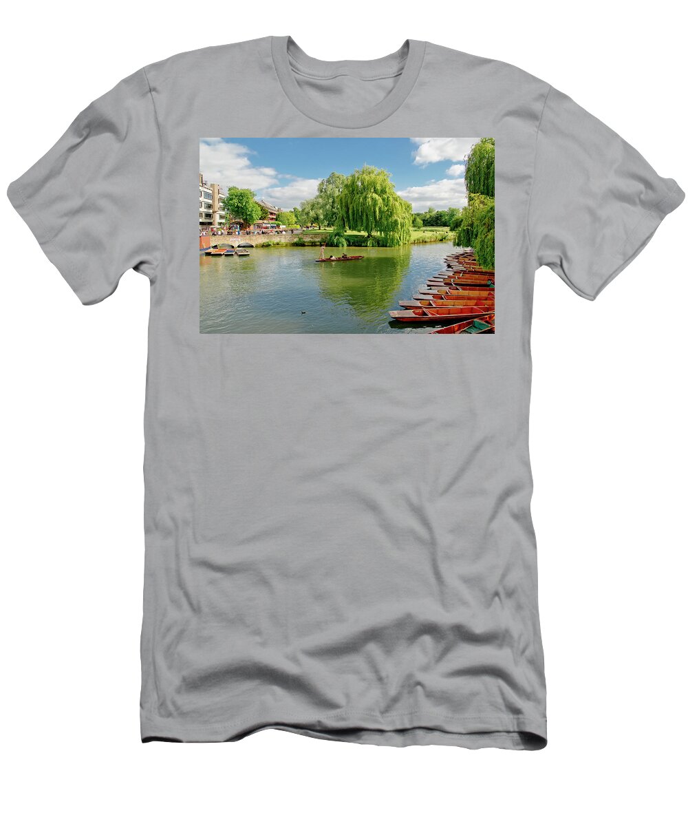 Cambridge T-Shirt featuring the photograph Nice day with punting. by Elena Perelman