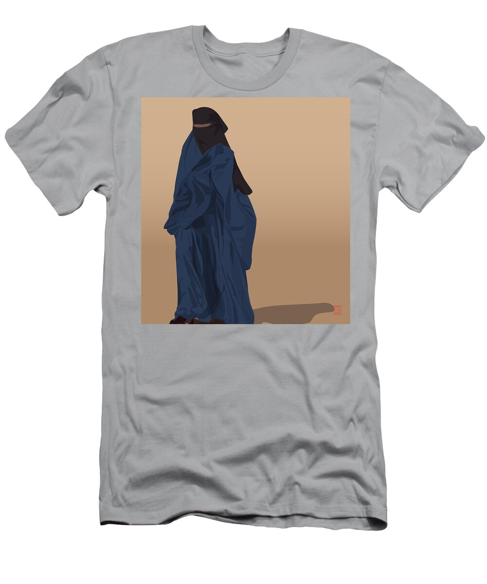 Niqab T-Shirt featuring the digital art Windswept Niqabi by Scheme Of Things Graphics