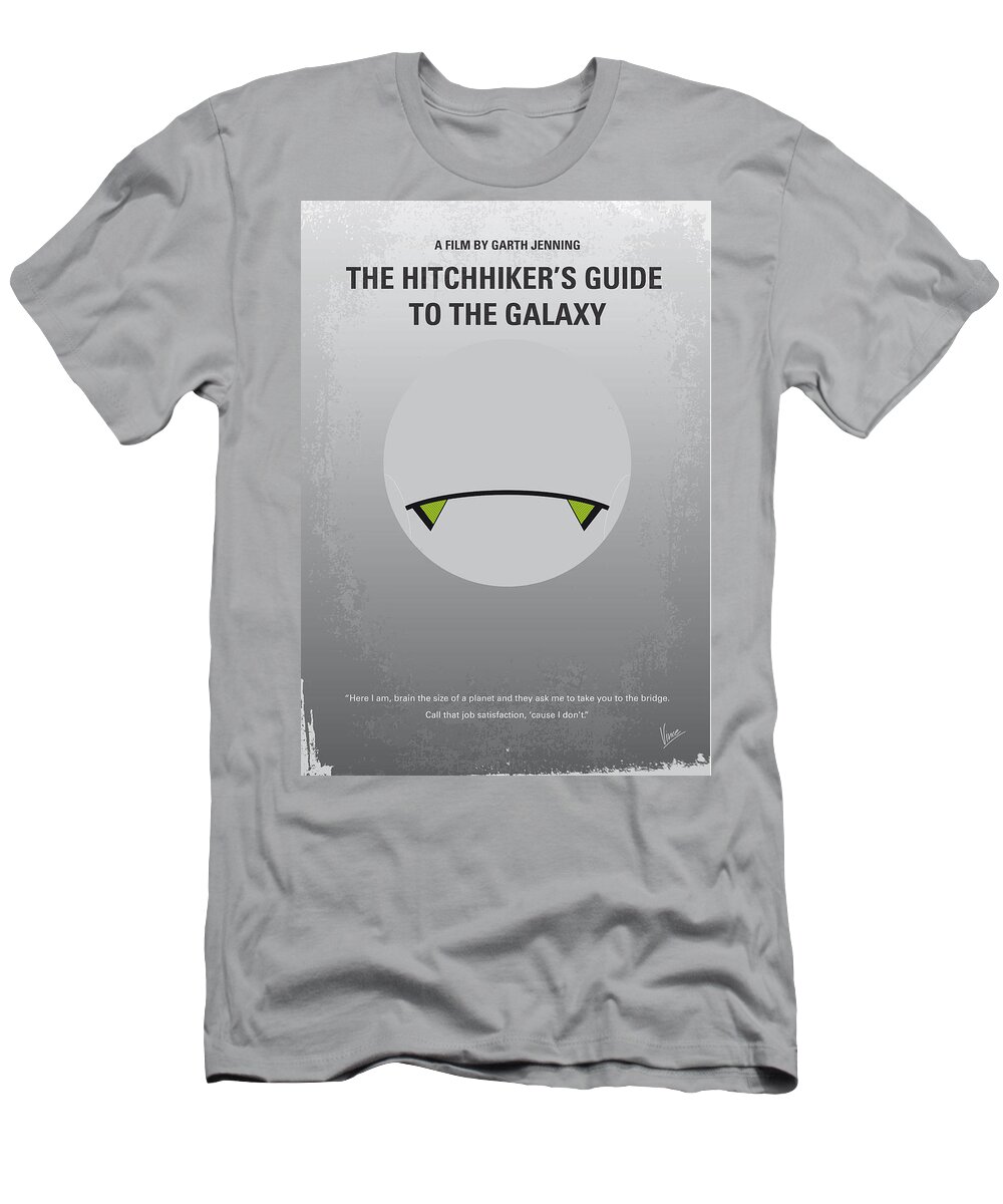 The Hitchhiker Guide To The Galaxy T-Shirt featuring the digital art No035 My Hitchhiker Guide minimal movie poster by Chungkong Art
