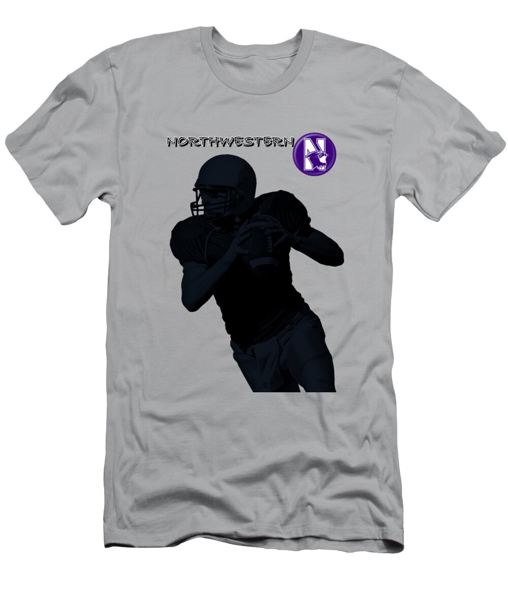 Football T-Shirt featuring the digital art Northwestern Football by David Dehner