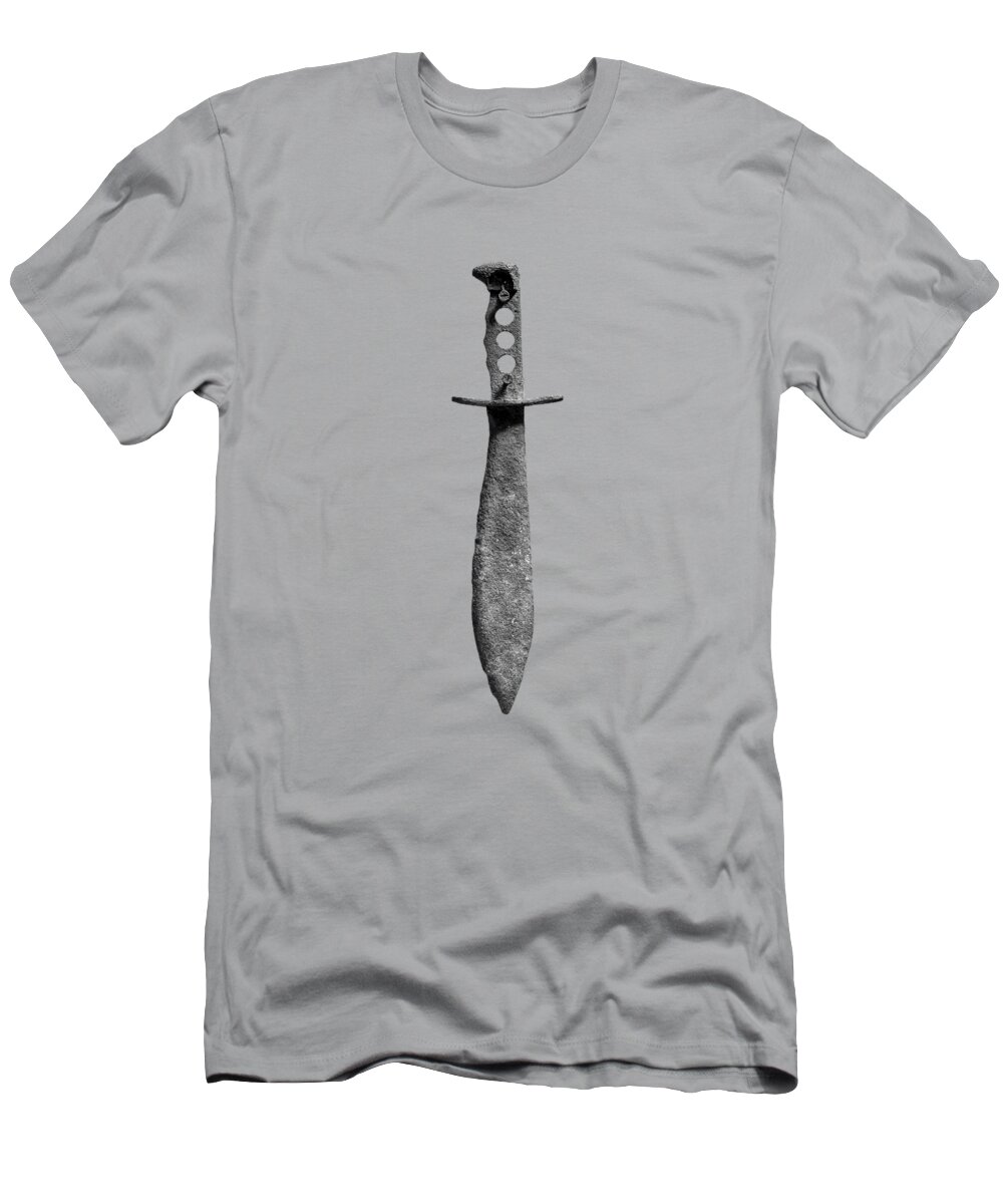 Antique T-Shirt featuring the photograph Not a Bowie Knife on Plywood 75 in BW by YoPedro