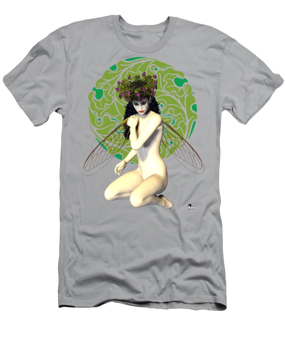 Fairy T-Shirt featuring the digital art Nymph Art Nouveau by Quim Abella