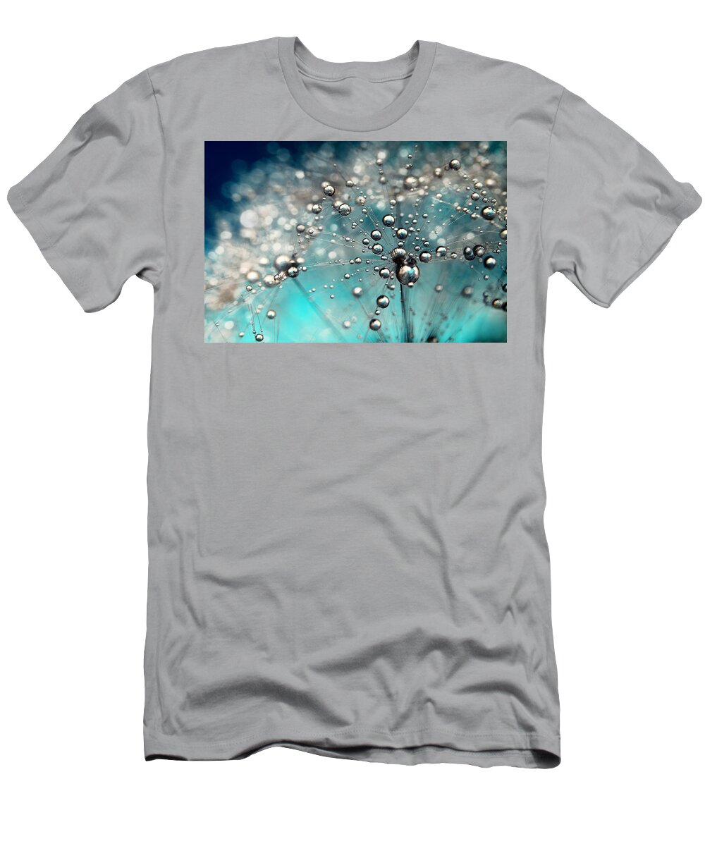 Dandelion T-Shirt featuring the photograph Ocean Blue and White Dandy Drops by Sharon Johnstone