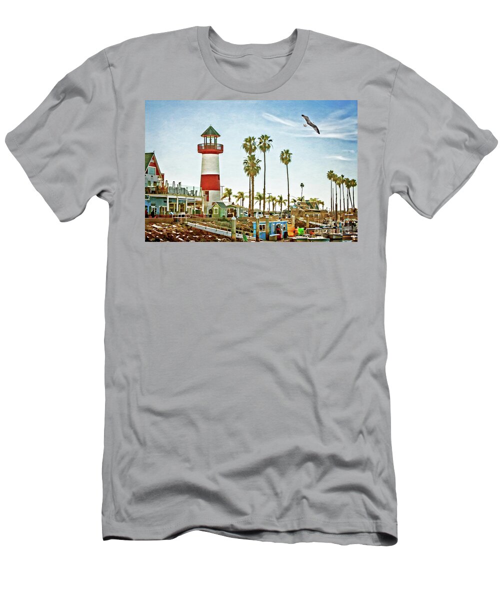 Gabriele Pomykaj T-Shirt featuring the photograph Oceanside Harbor Lighthouse by Gabriele Pomykaj