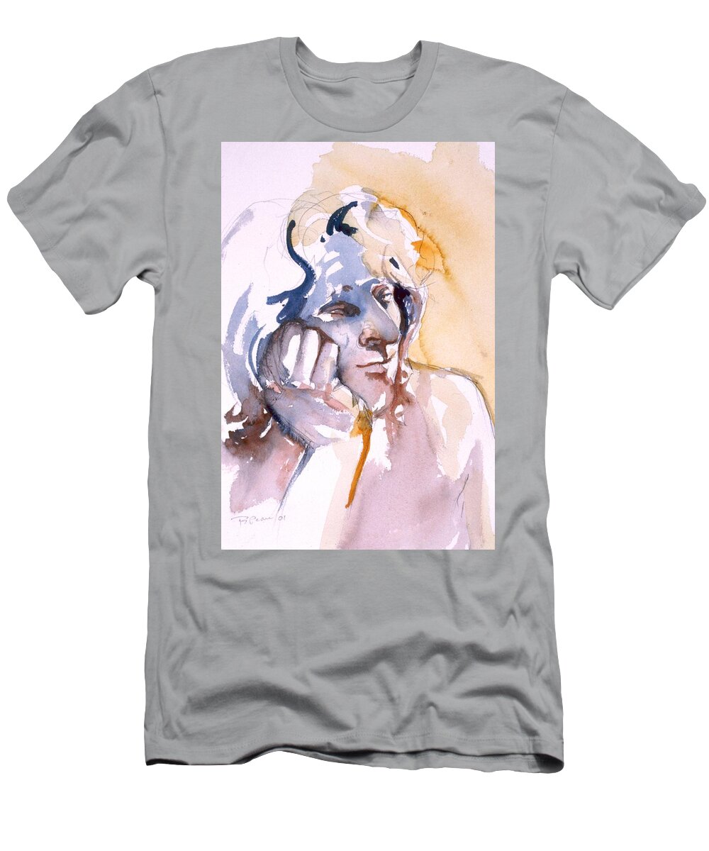 Headshot T-Shirt featuring the painting Ogden 2 by Barbara Pease